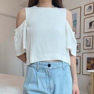 Club Monaco White Cold Off Shoulder Top Size XS